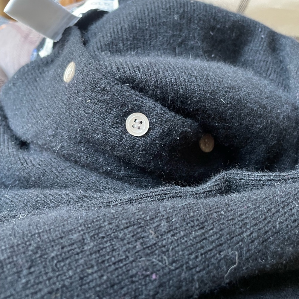 BALLINGER GOLD Lambswool Bland Black Cardigan ~ Sweater Size S - Picture 3 of 6